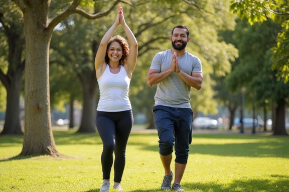 Couple exercising outdoors