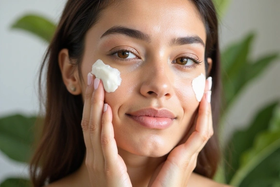 Woman applying natural skincare