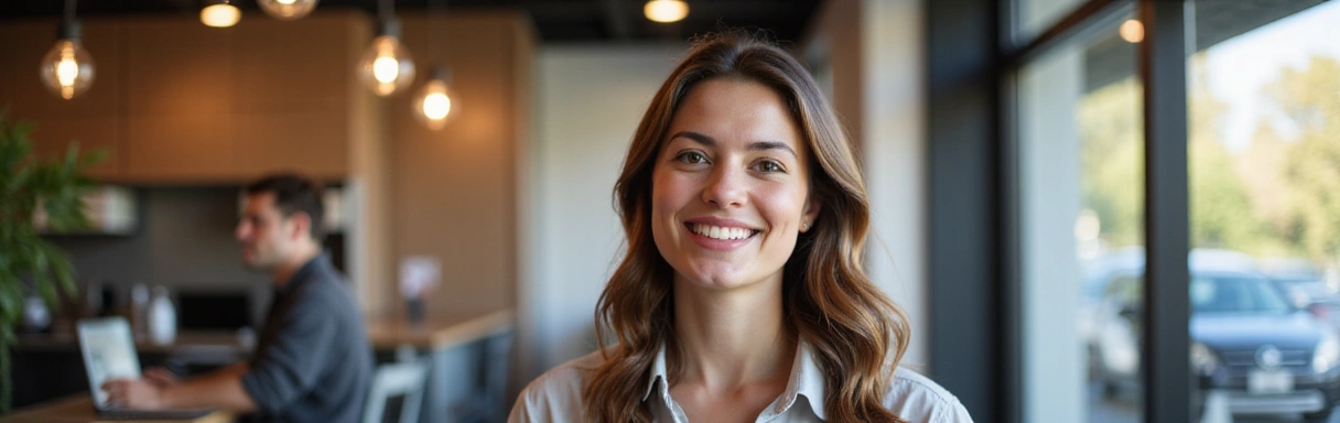 Friendly customer service representative smiling